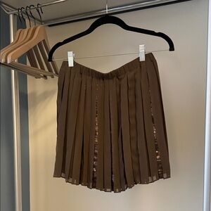 Club Monaco Brown Pleated Skirt with Sequin Panels